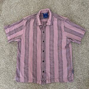 Without Walls Patio Stripe Button-Down Shirt Resort Shirt Cotton Size M
